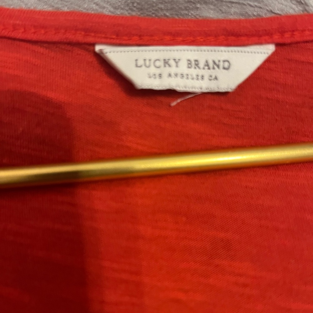 Lucky Brand red boho style Women’s 1X cotton top - Picture 3 of 7